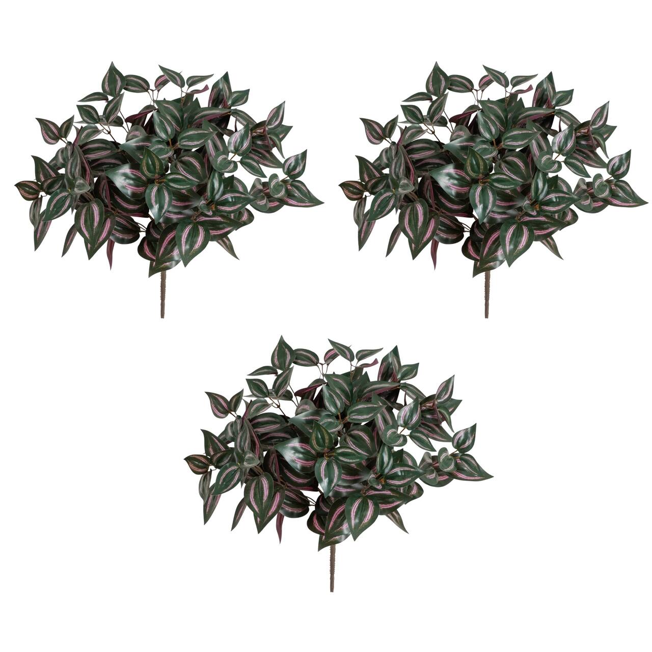 19" UV Resistant Artificial Wandering Jew Bush (Indoor/Outdoor)- Set of 3